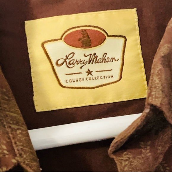 Vintage Larry Mahan Western Brown Paisley Cowboy Collection Rodeo Shirt Sz L - Picture 2 of 9